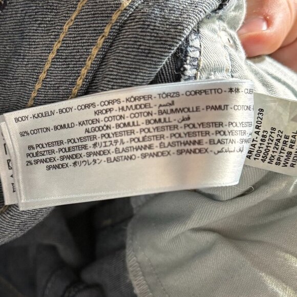 Ariat REAL Bootcut Riding Jeans Whipstitch Dark Blue Low Rise Fray Hem Size 28 - Picture 13 of 14